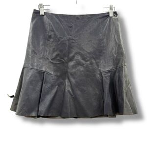 DKNY NWT Lamb Leather A-Line Skirt Women’s Size 4 Cadet Blue FLAWED‎ READ